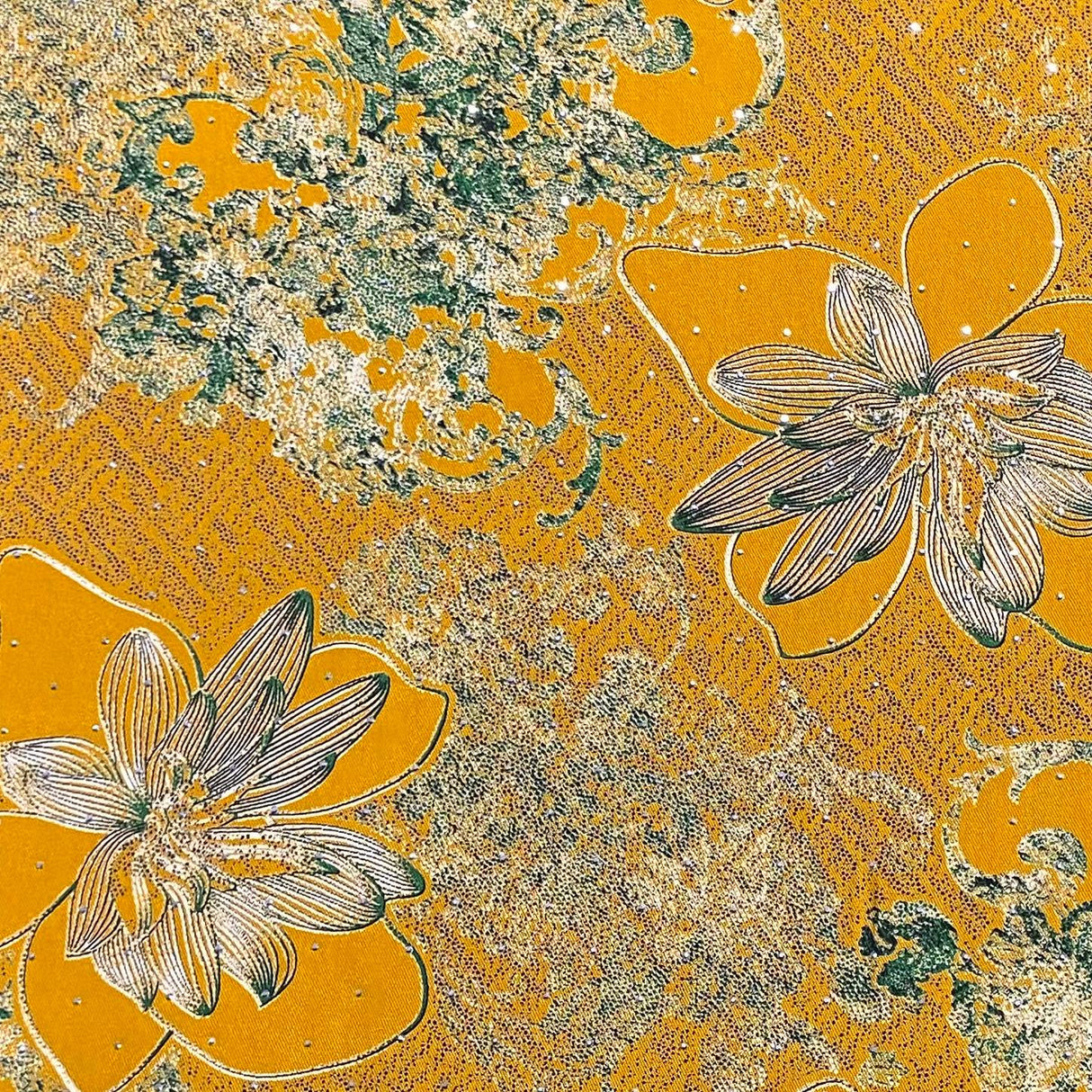 Pound A Metre 3 Metres Luxury Diamante Printed Winter Viscose- 55'' - (Sunny)