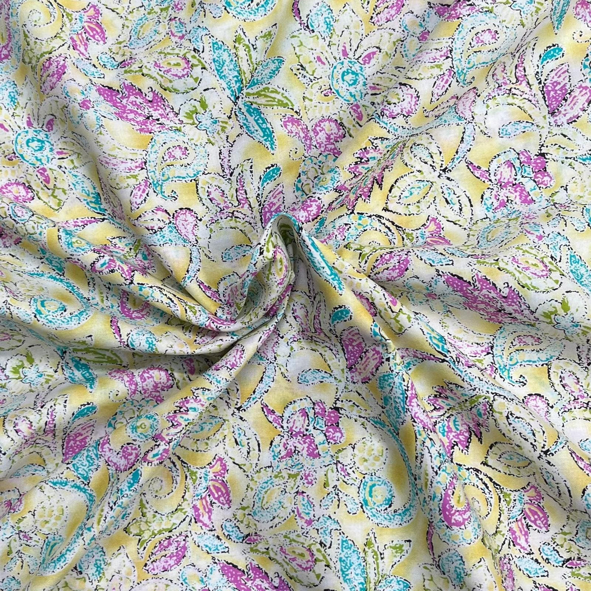 Pound A Metre 3 Metres Luxury Dressmaking 100% Digital Printed Cotton Lawn- 55" (Light Floral)