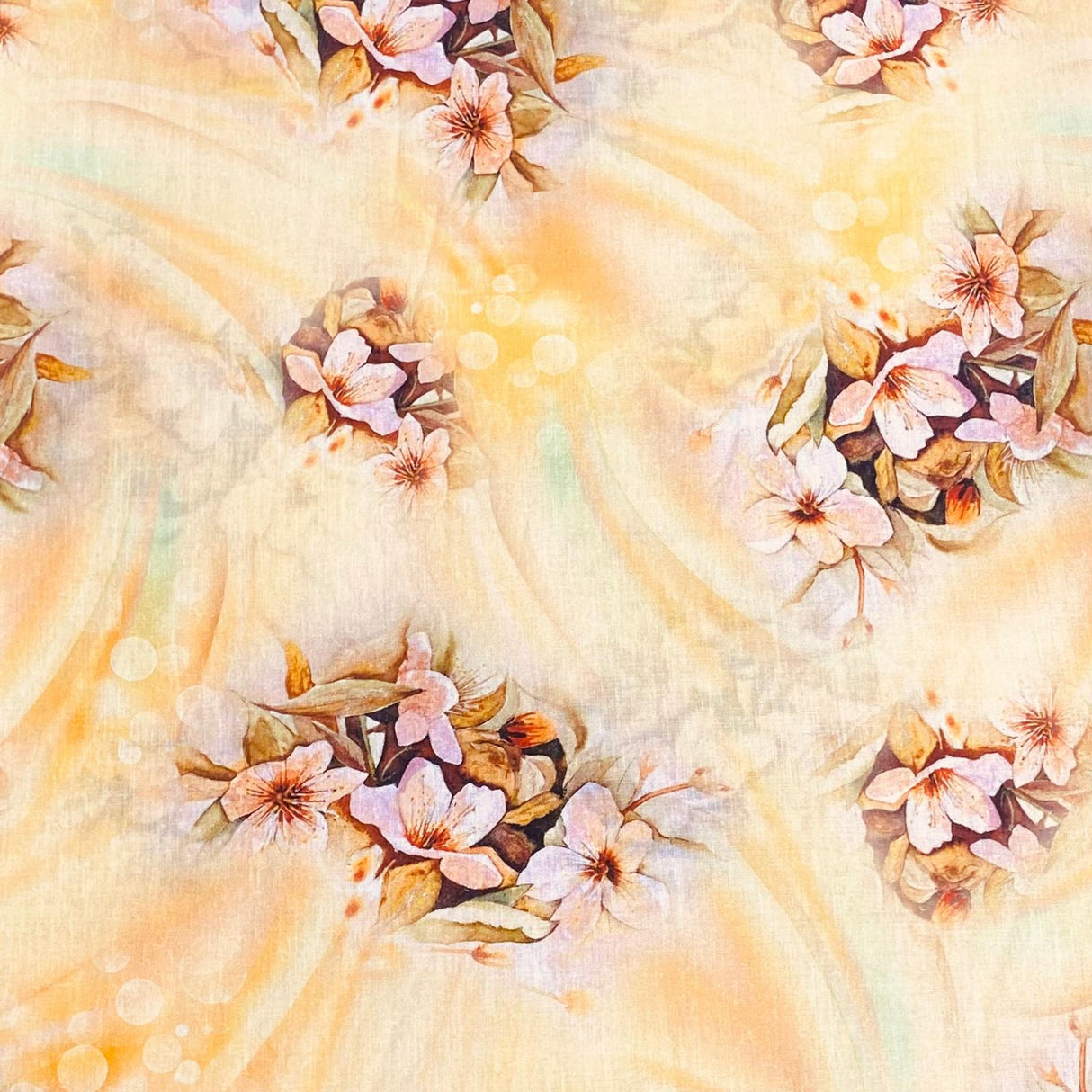 Pound A Metre 3 Metres 3 Metres, Luxury Dressmaking 100% Digital Printed Cotton Lawn- 55" (Orange)