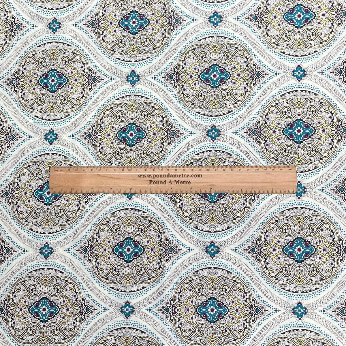 Pound A Metre 3 Metres Luxury Dressmaking 100% Digital Printed Cotton Lawn- 55" (Wallpaper)