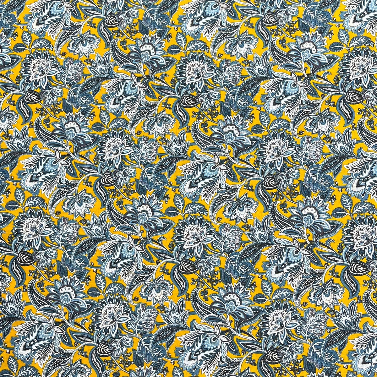 Pound A Metre 3 Metres Luxury Dressmaking 100% Digital Printed Cotton Lawn- 55" (Yellow Floral)