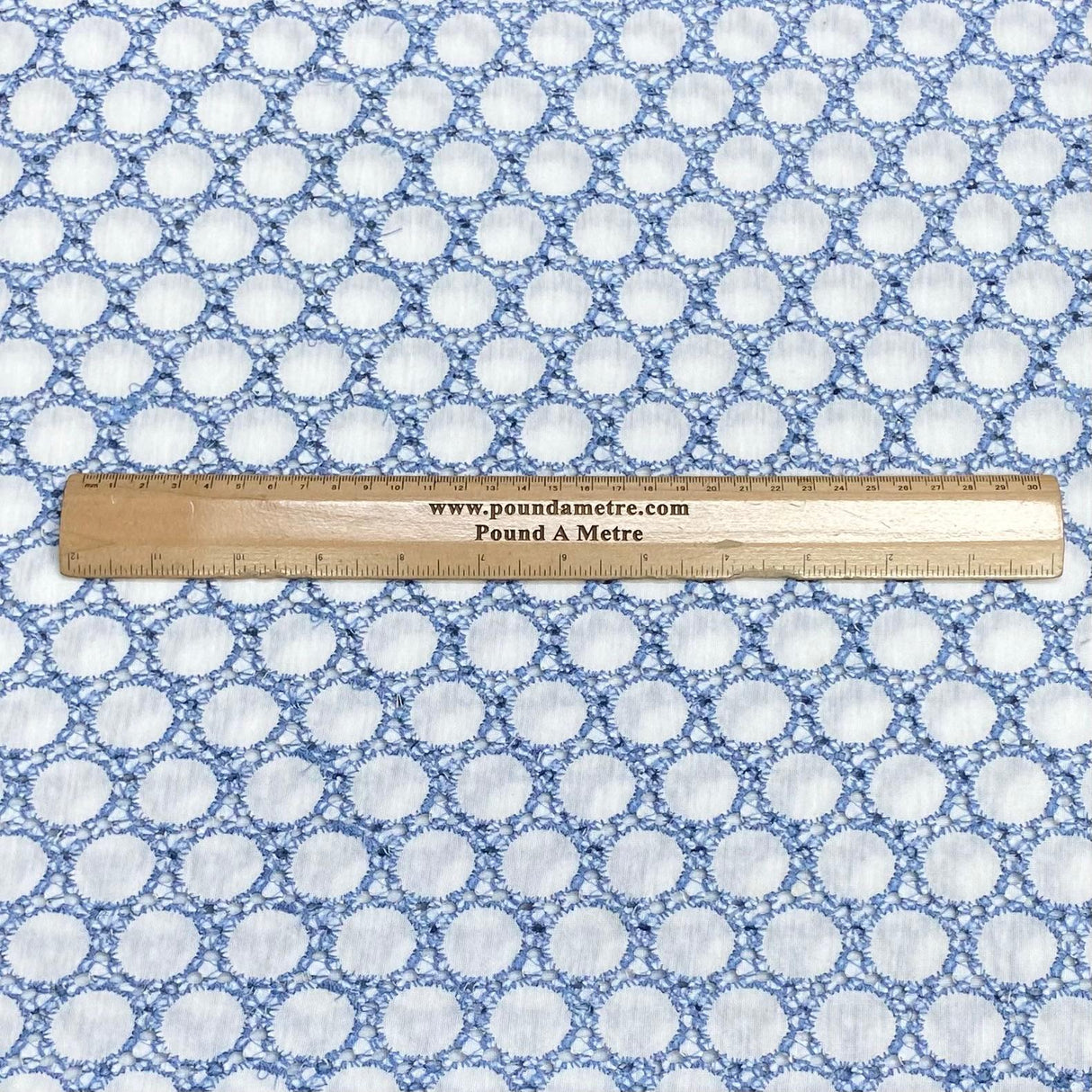 Pound A Metre 3 Metres 3 Metres, Luxury Dressmaking Embroidered Cotton Lawn- 55" (White & Blue) (EOL)
