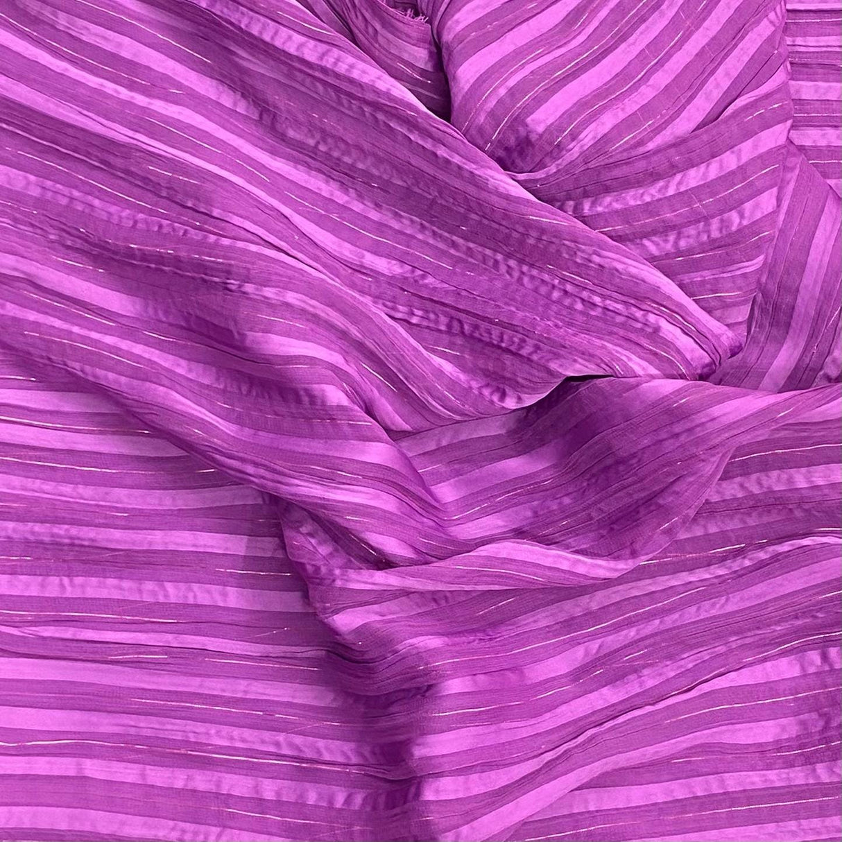 Pound A Metre 3 Metres Luxury Dressmaking Metallic Chiffon- 55" Wide - (Purple)