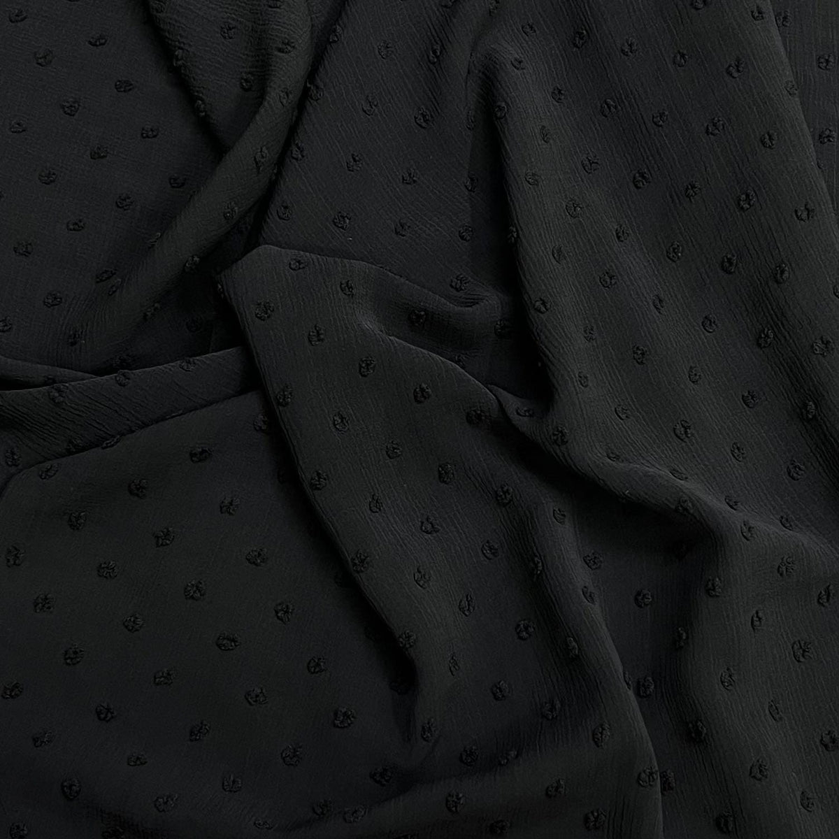 Pound A Metre 3 Metres Luxury Embossed Chiffon- 55" Wide- (Black Dots)