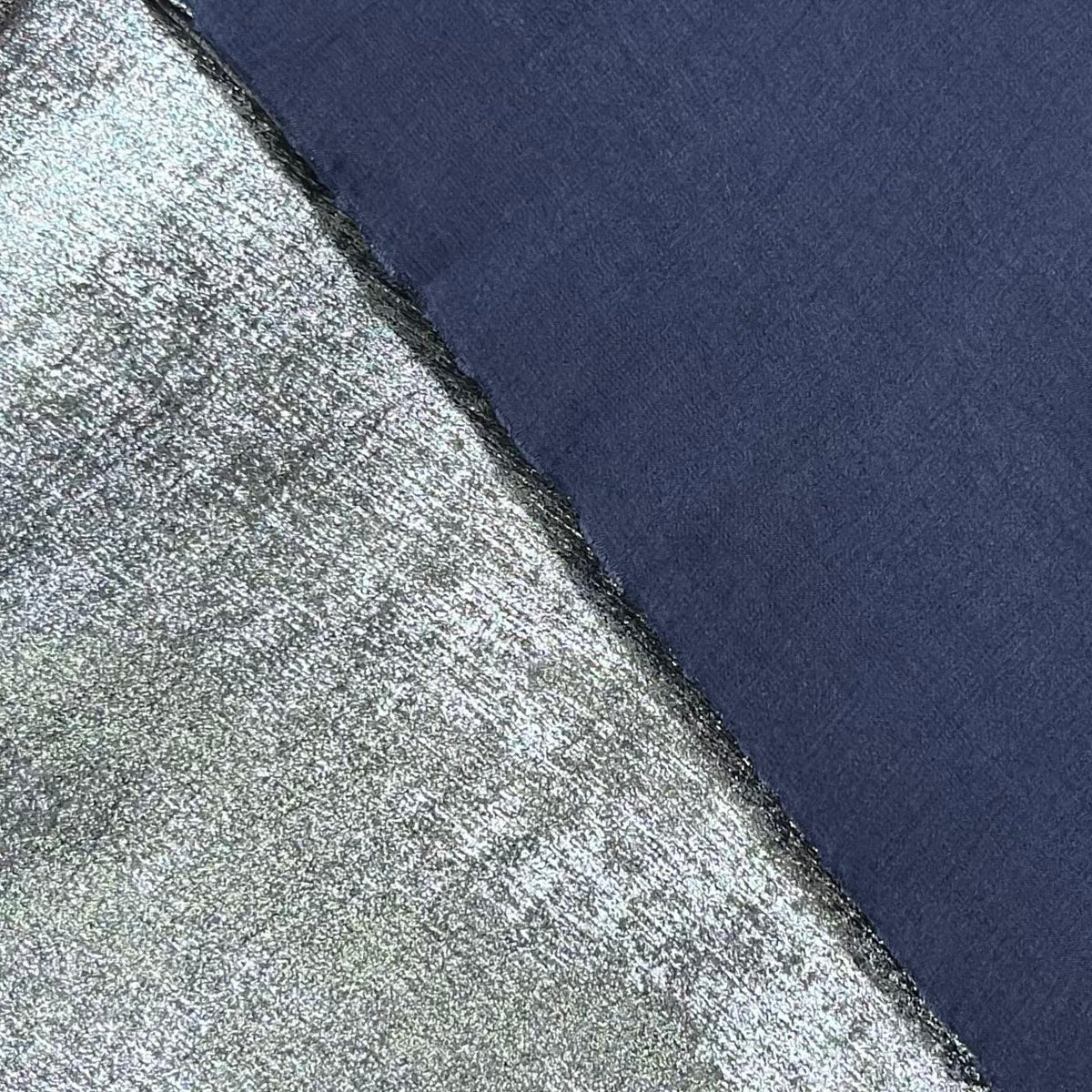 Pound A Metre 3 Metres Luxury Foil Viscose Fabric – 55'' Wide (Navy & Silver)
