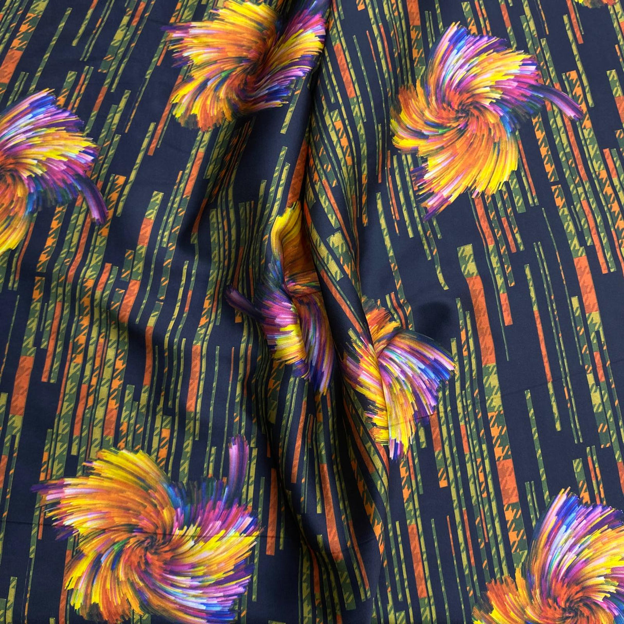 Pound A Metre 3 Metres Luxury Lounge Wear Printed Satin 55” Wide (Orange Floral)