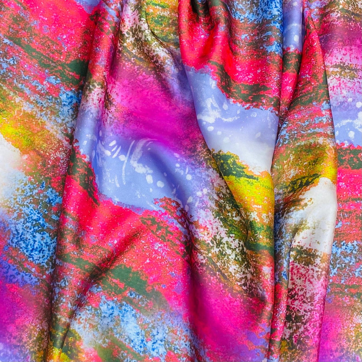 Pound A Metre 3 Metres Luxury Lounge Wear Printed Satin 55” Wide (Splash)