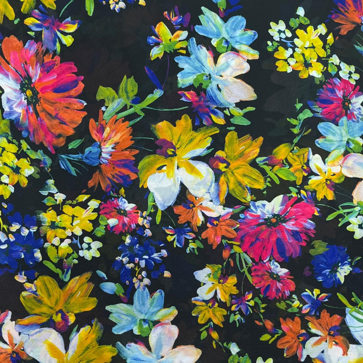 Pound A Metre 3 Metres Luxury Printed Chiffon- 55" Wide- (Dark Garden)