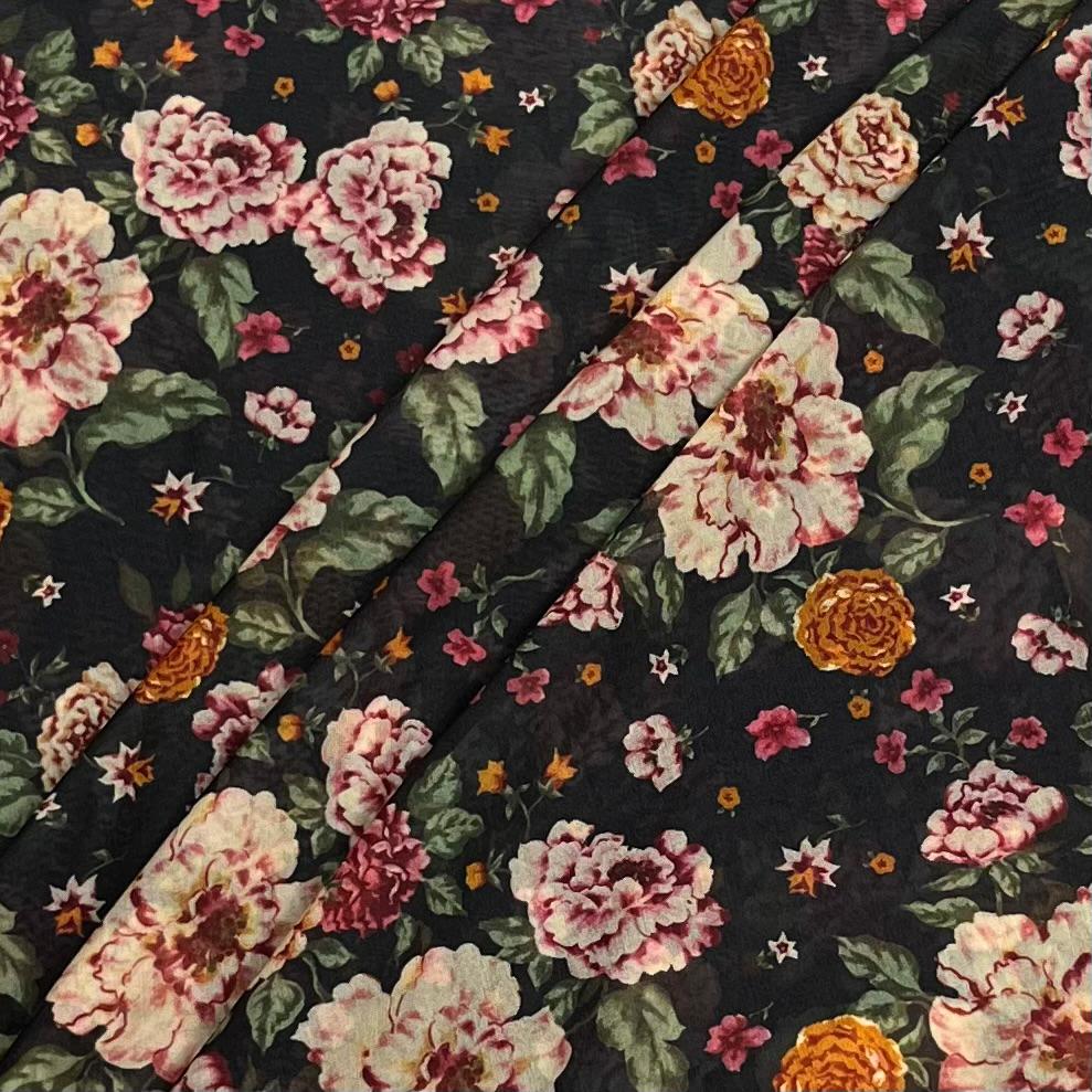 Pound A Metre 3 Metres Luxury Printed Chiffon- 55" Wide- (Night)