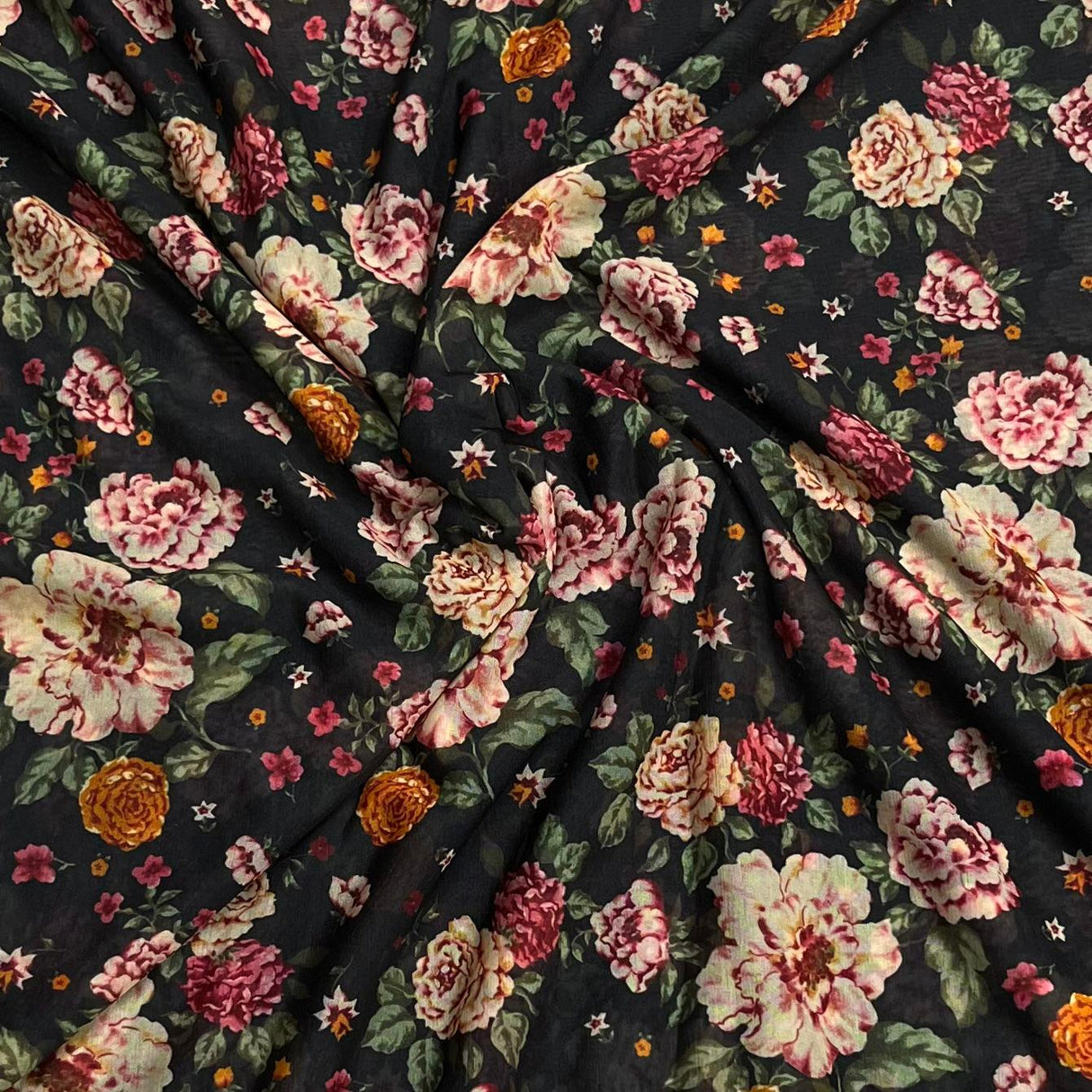Pound A Metre 3 Metres Luxury Printed Chiffon- 55" Wide- (Night)