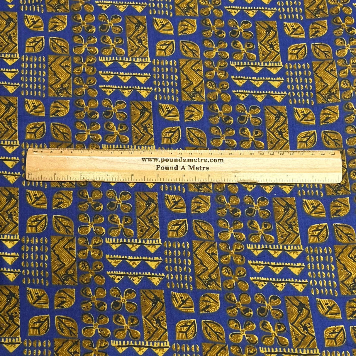 Pound A Metre 3 Metres Luxury Printed Cotton – 36" Wide- (Blue & Gold)