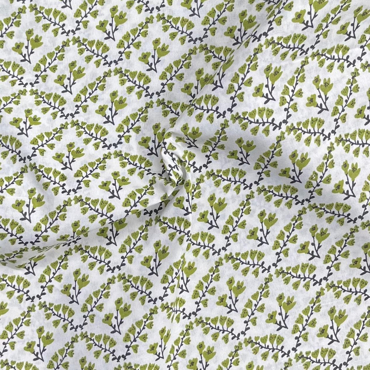 Pound A Metre 3 Metres Luxury Printed Cotton – 36" Wide- (Green & White)
