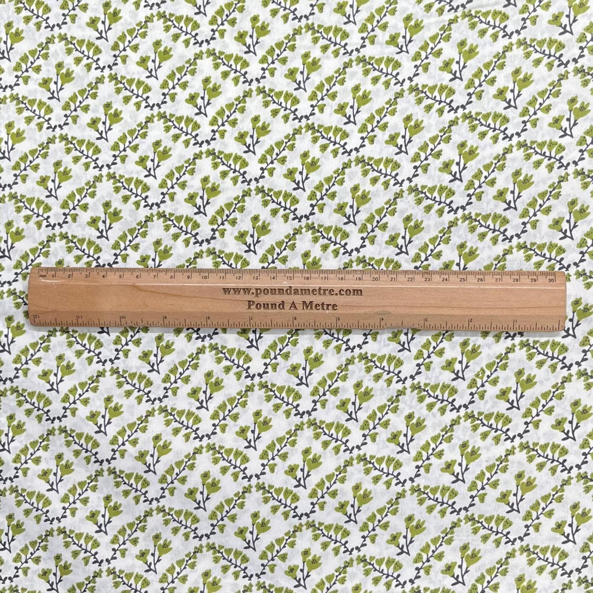 Pound A Metre 3 Metres Luxury Printed Cotton – 36" Wide- (Green & White)