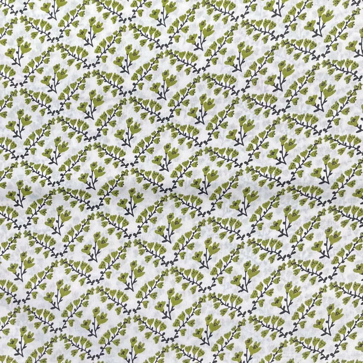 Pound A Metre 3 Metres Luxury Printed Cotton – 36" Wide- (Green & White)