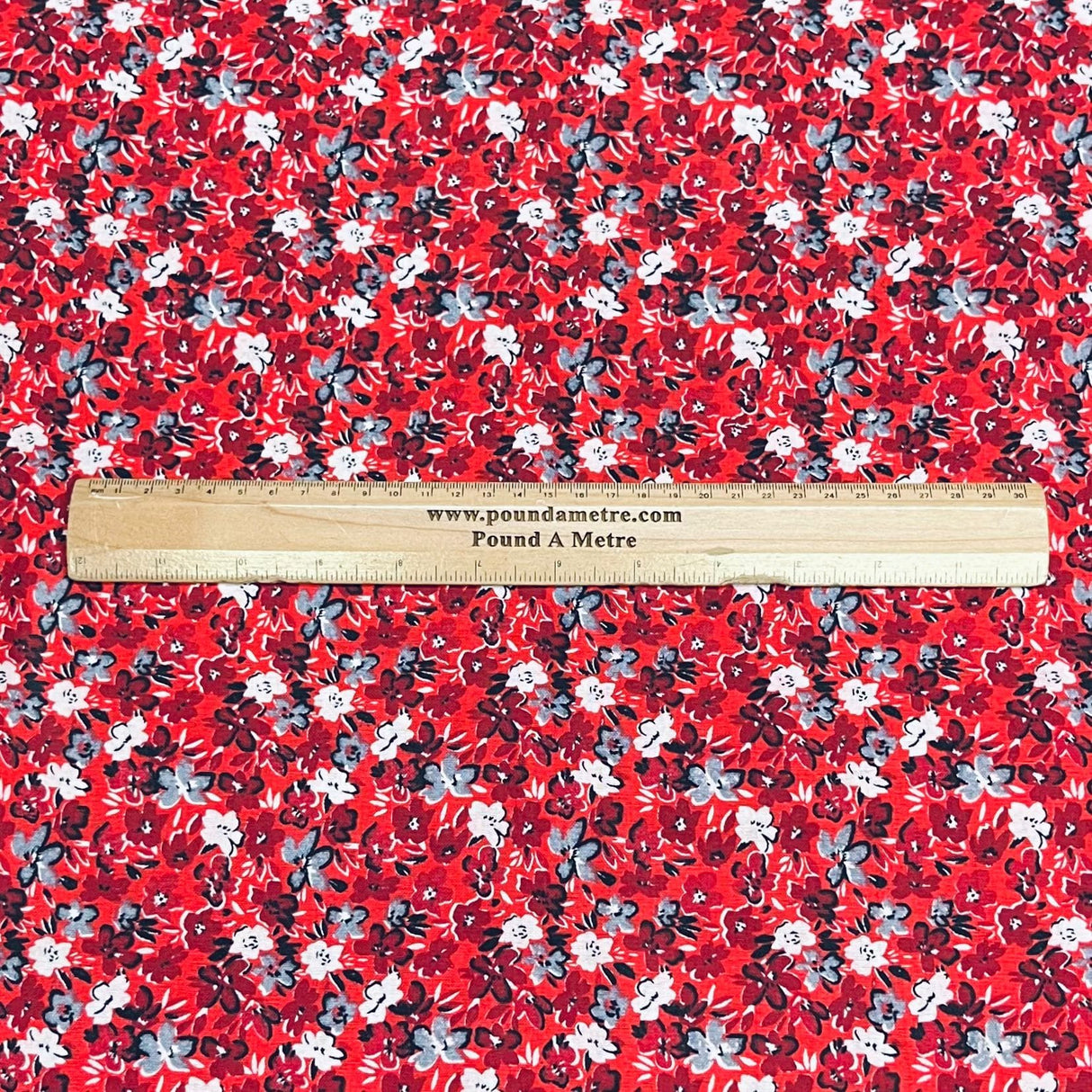 Pound A Metre 3 Metres Luxury Printed Cotton – 36" Wide- (Red Small Flower)
