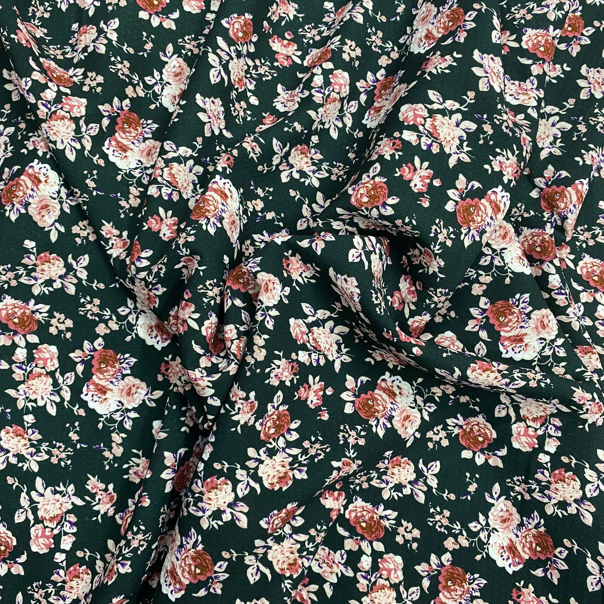 Pound A Metre 3 Metres 3 Metres Luxury Soft Heavy Printed Crepe - 55" Wide (Dark Green)