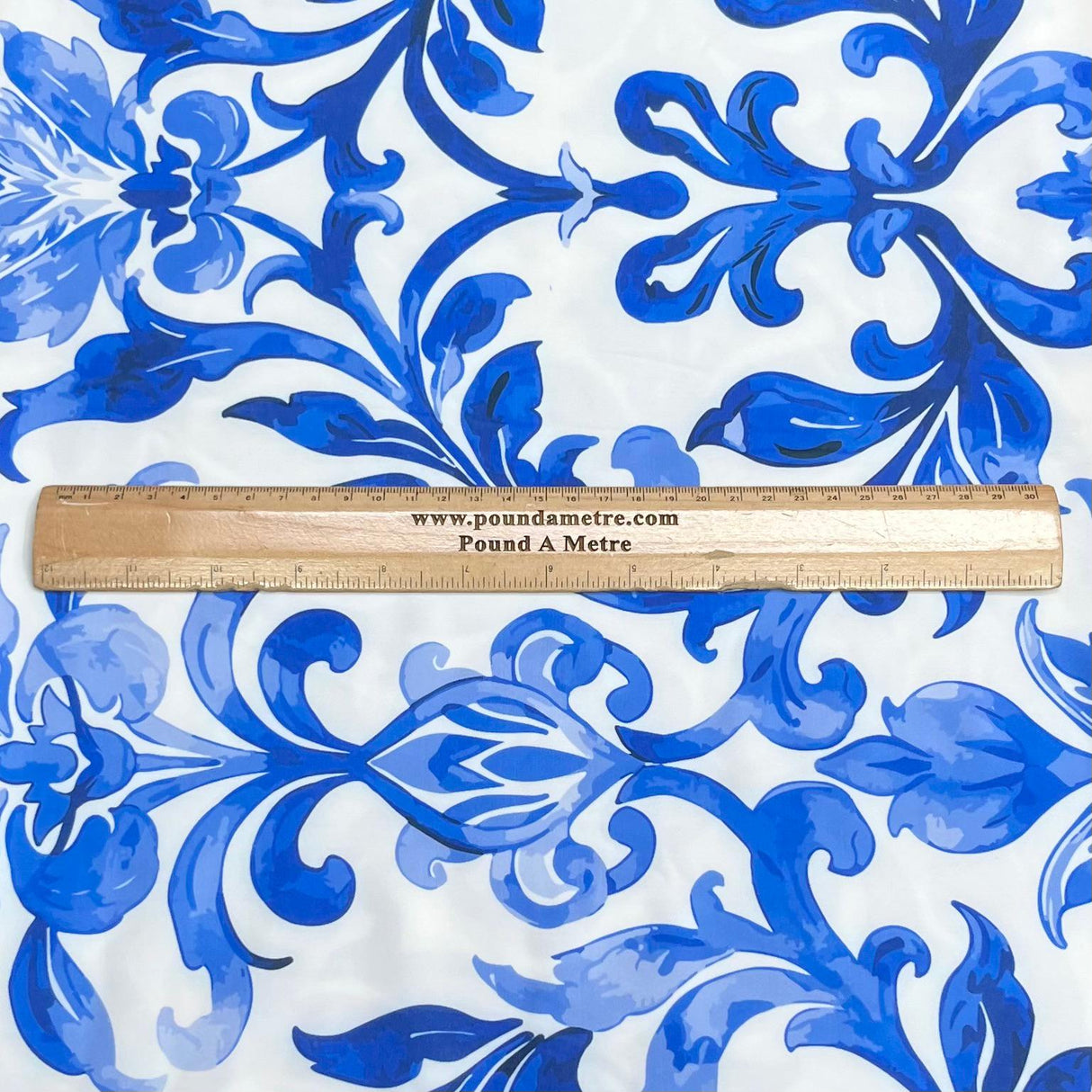 Pound A Metre 3 Metres Luxury Soft Ponte Scuba - 55" Wide (White & Blue)