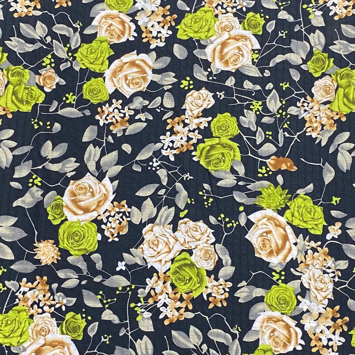 Pound A Metre 3 Metres 3 Metres Luxury Soft Printed Crepe - 55" Wide (Black & Green)
