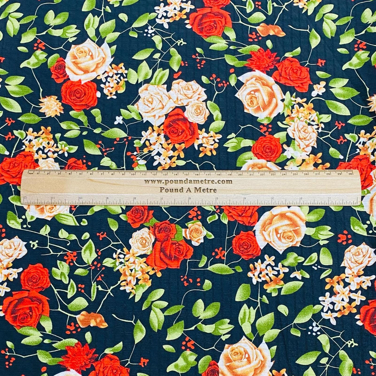 Pound A Metre 3 Metres 3 Metres Luxury Soft Printed Crepe - 55" Wide (Black Rose)