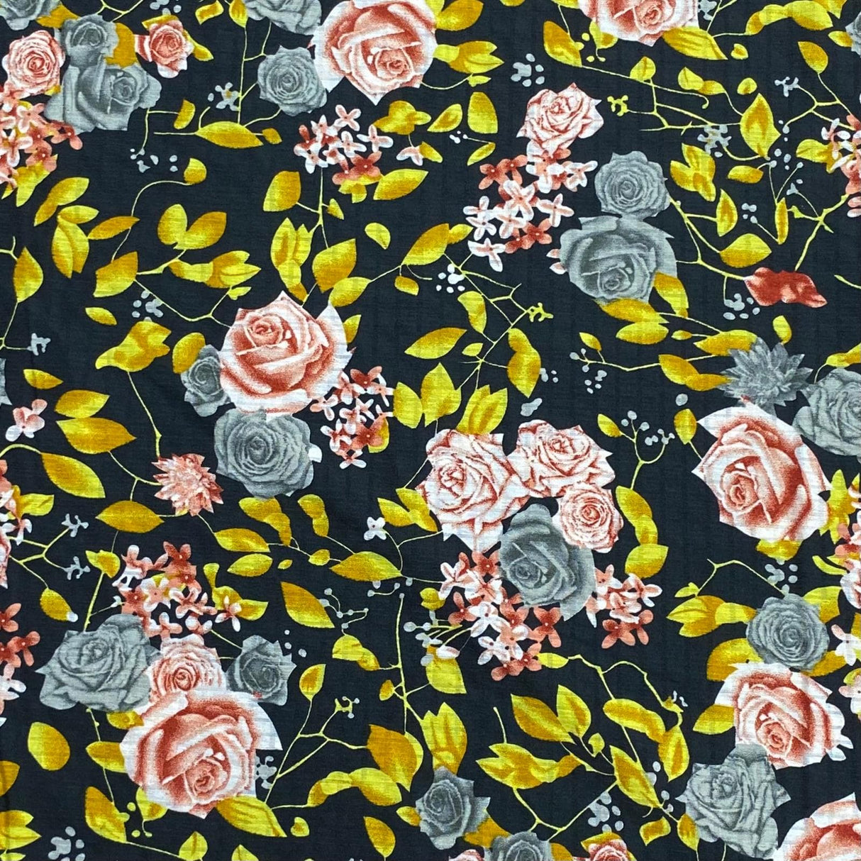 Pound A Metre 3 Metres 3 Metres Luxury Soft Printed Crepe - 55" Wide (Black & Yellow)