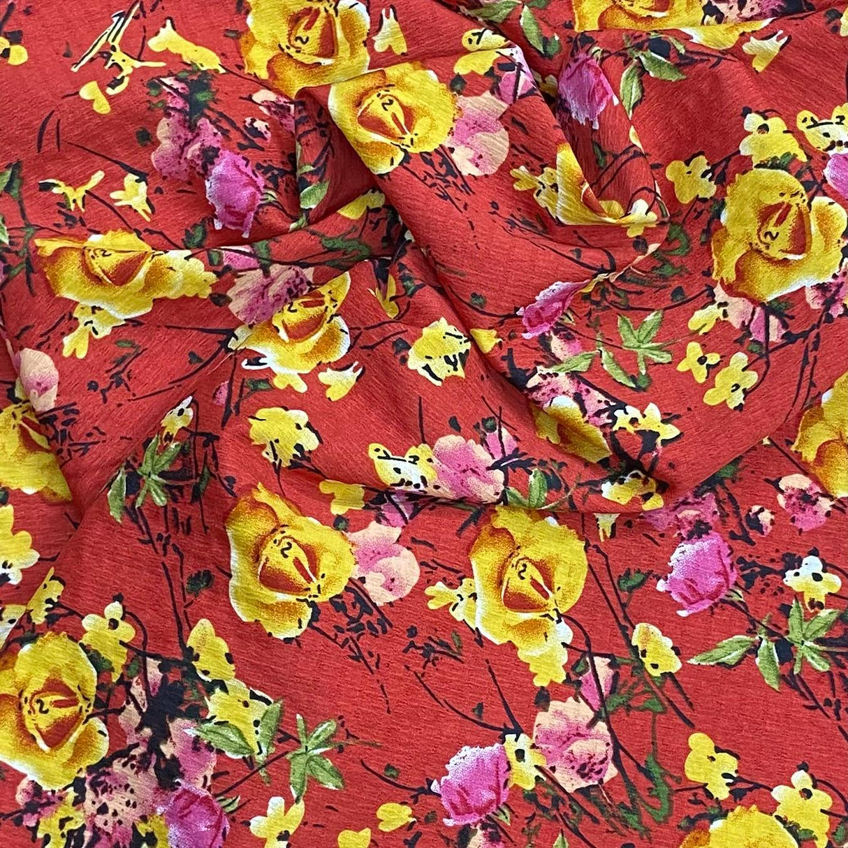 Pound A Metre 3 Metres 3 Metres Luxury Soft Printed Crepe - 55" Wide (Red)