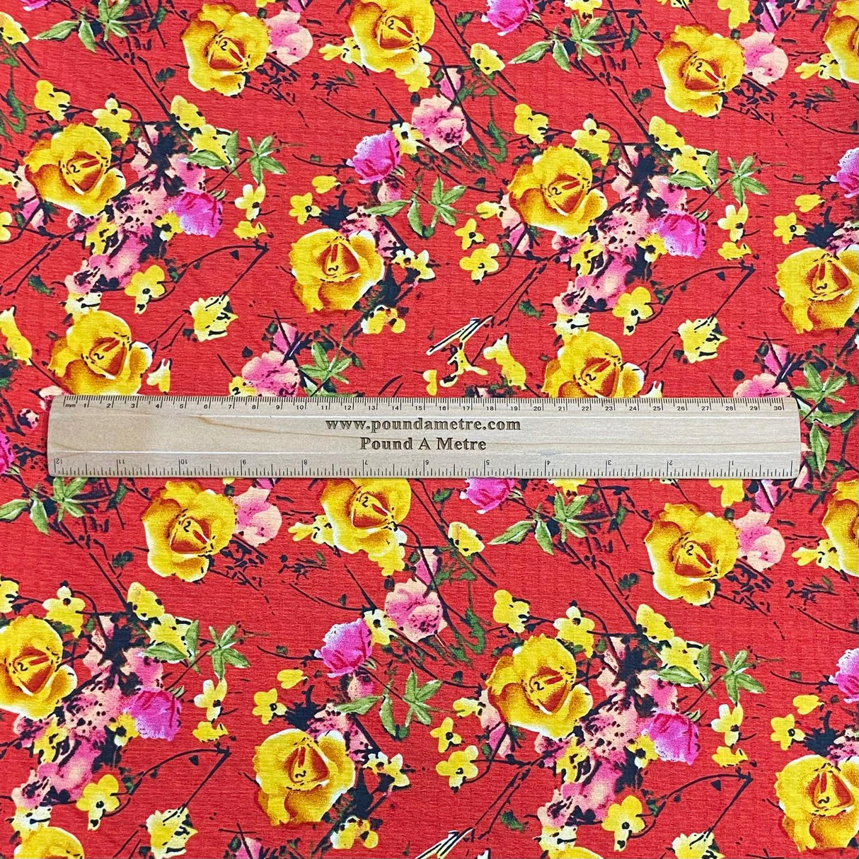 Pound A Metre 3 Metres 3 Metres Luxury Soft Printed Crepe - 55" Wide (Red)