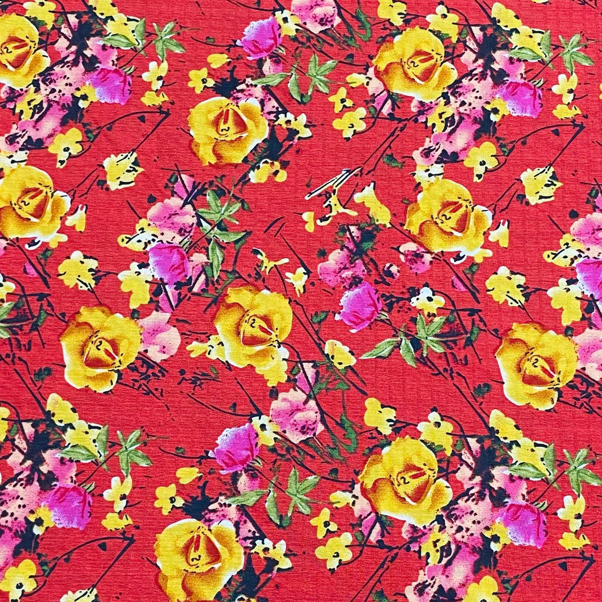 Pound A Metre 3 Metres 3 Metres Luxury Soft Printed Crepe - 55" Wide (Red)