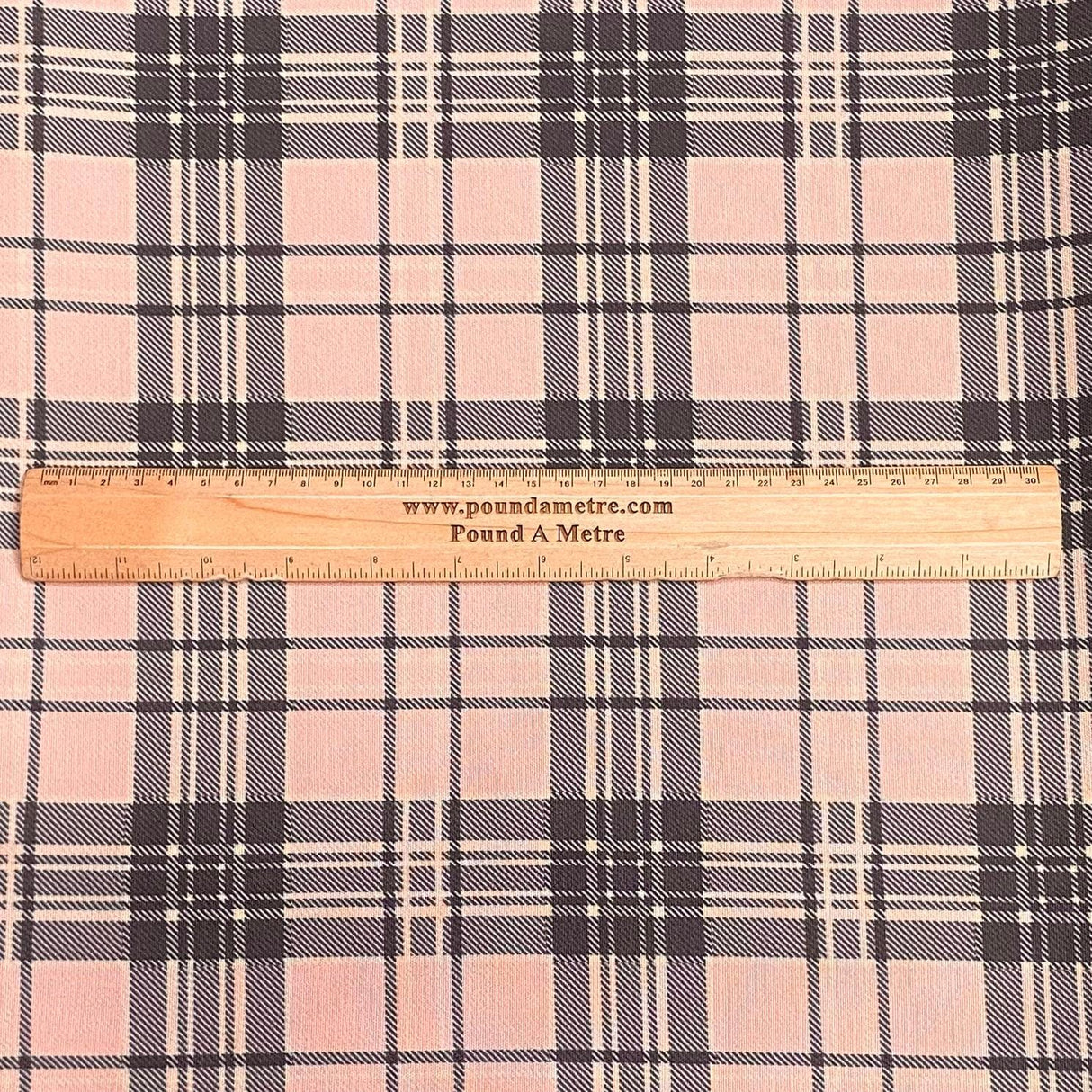 Pound A Metre 3 Metres Luxury Soft Printed Ponte Scuba - 55" Wide - (Pink Checks)