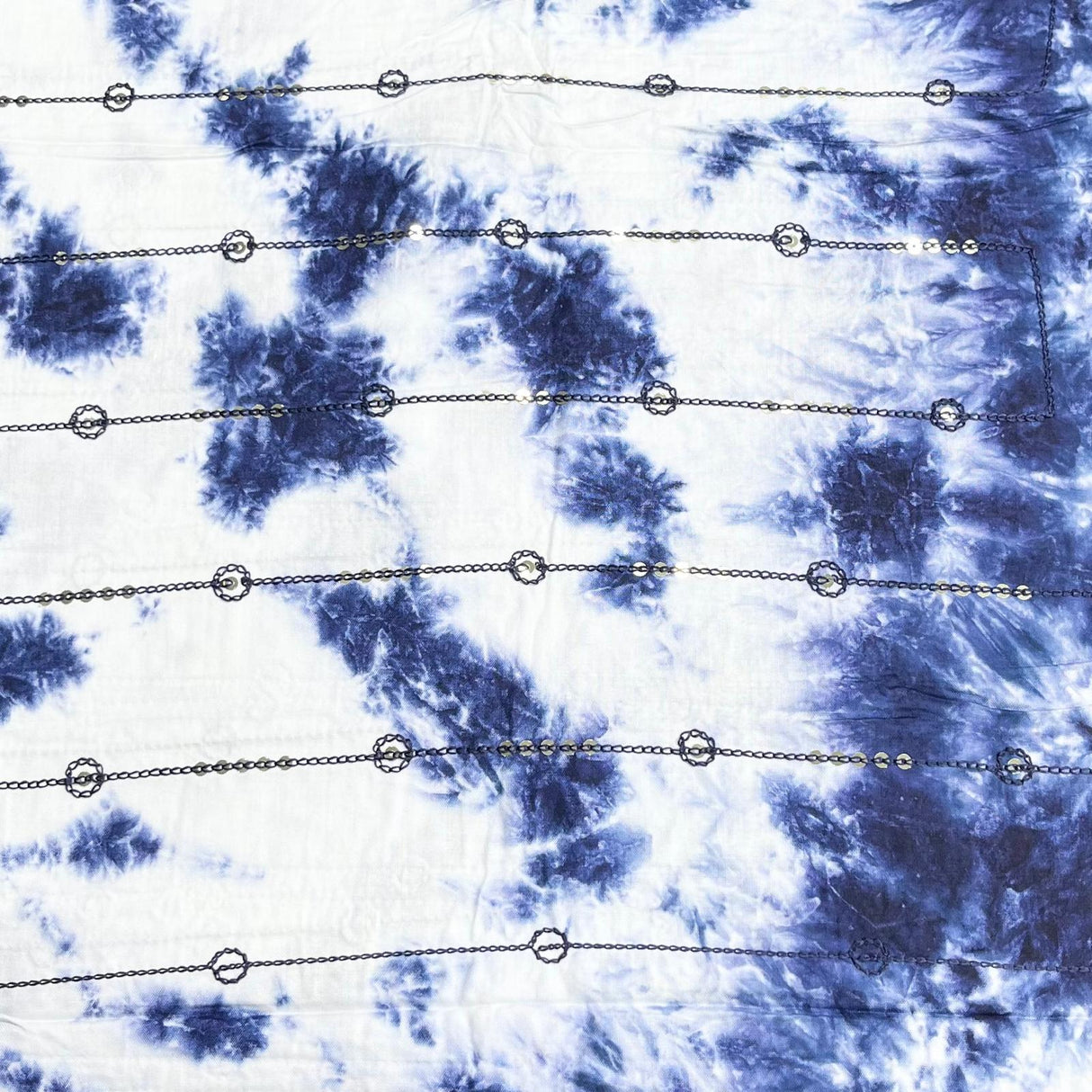 Pound A Metre 3 Metres, Luxury Tie-Dye Sequin On Rayon- 44'' Wide (Navy)