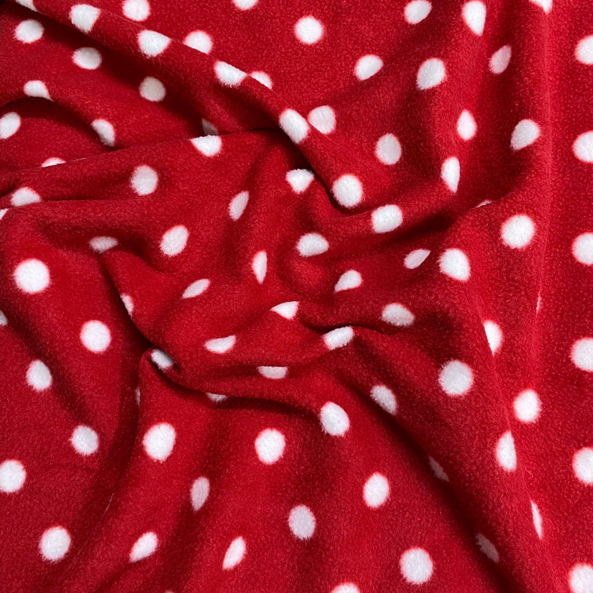 Pound A Metre 3 Metres Premium Animal Printed Soft Fleece - 55" (Red Polka) (EOL)