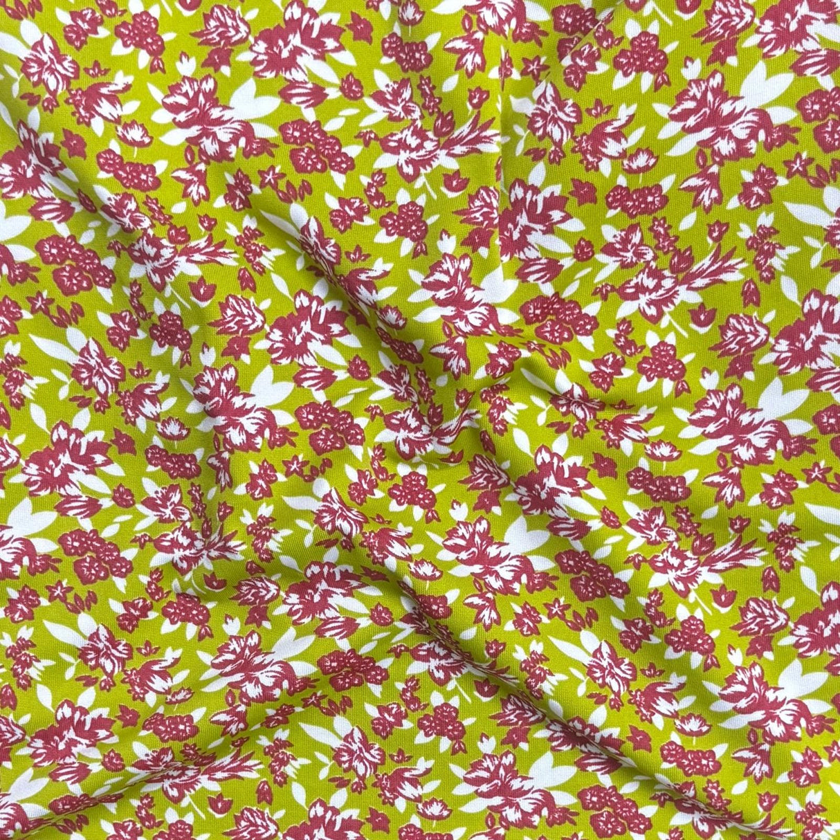 Pound A Metre 3 Metres Premium Cotton Jersey- 55'' Wide -(Green Floral)