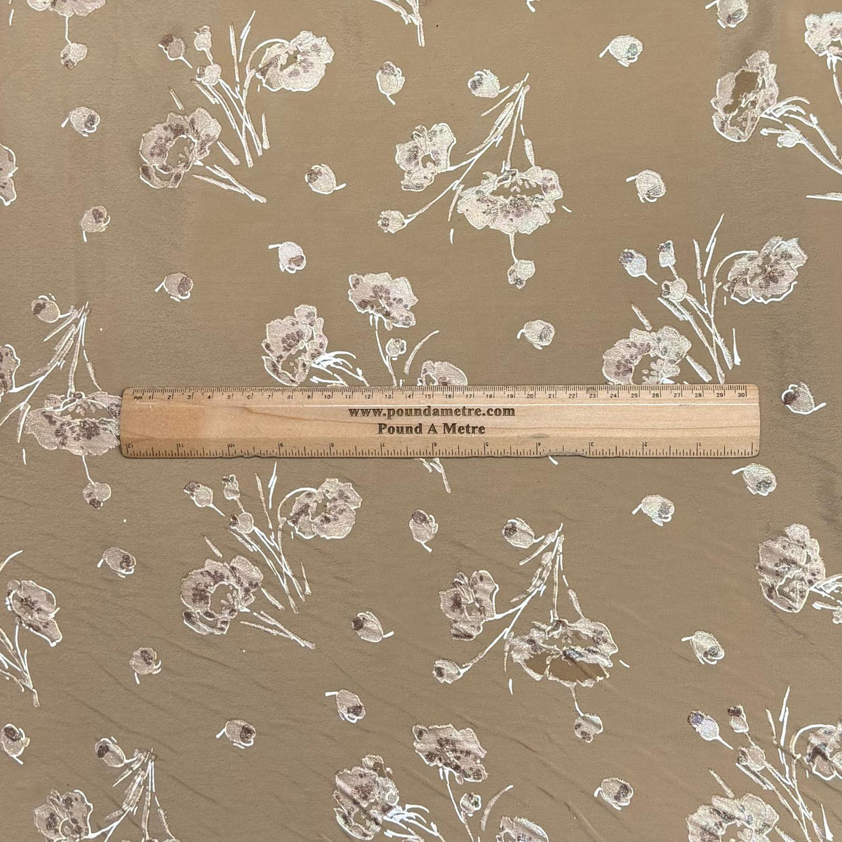 Pound A Metre 3 Metres Premium Foil Printed Crepe Fabric – 45" Wide (Brown)