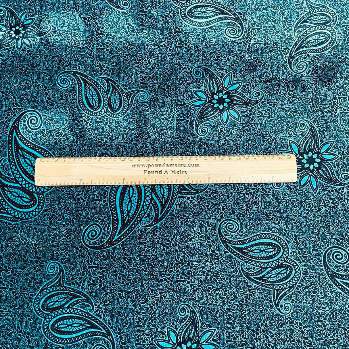 Pound A Metre 3 Metres 3 Metres Premium Printed Spandex Velvet 55" Wide (Blue Paisley)