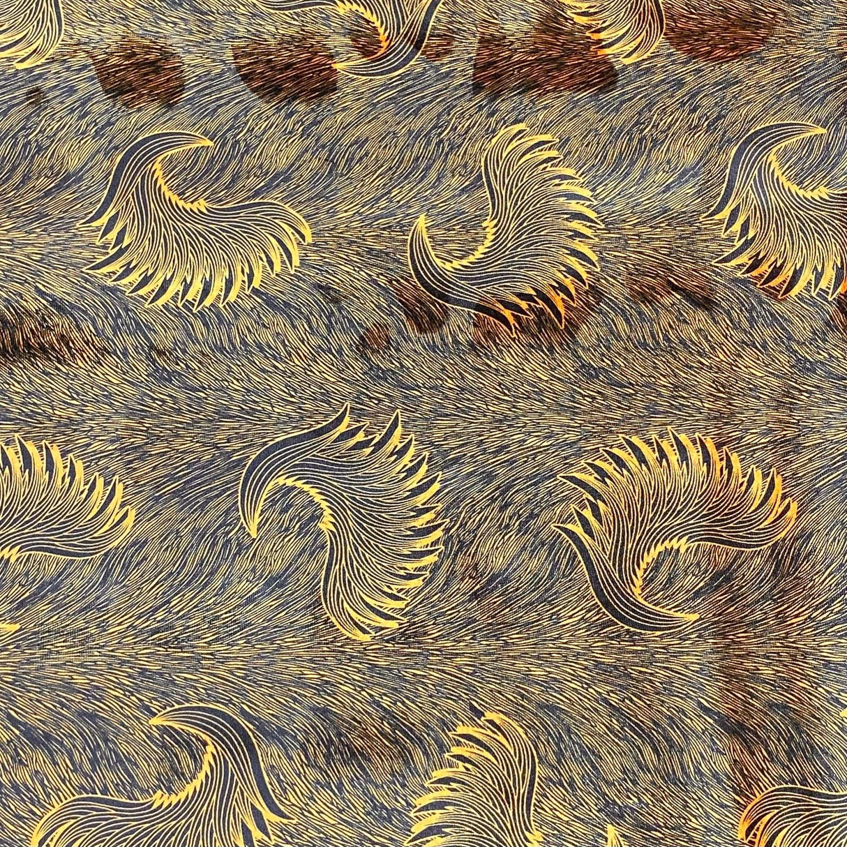 Pound A Metre 3 Metres 3 Metres Premium Printed Spandex Velvet 55" Wide (Orange Feather)