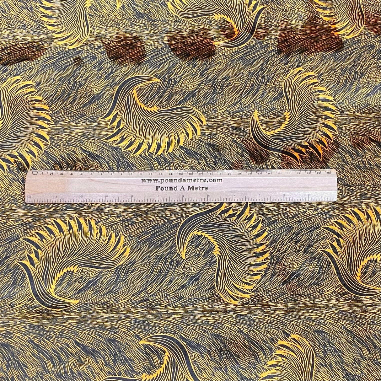 Pound A Metre 3 Metres 3 Metres Premium Printed Spandex Velvet 55" Wide (Orange Feather)