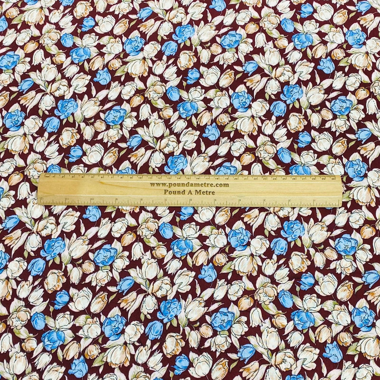 Pound A Metre 3 Metres, Premium Quality, Printed Dressmaking Viscose - 55" Wide (Brown Floral)