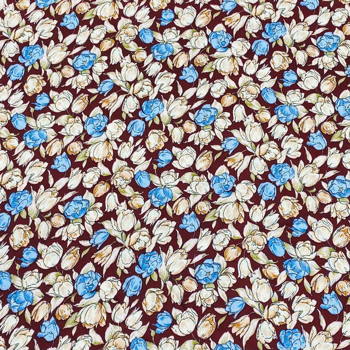 Pound A Metre 3 Metres, Premium Quality, Printed Dressmaking Viscose - 55" Wide (Brown Floral)