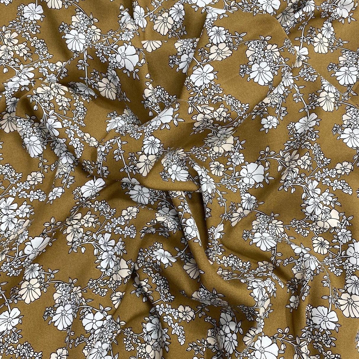 Pound A Metre 3 Metres, Premium Quality, Printed Dressmaking Viscose - 55" Wide (Golden Floral)