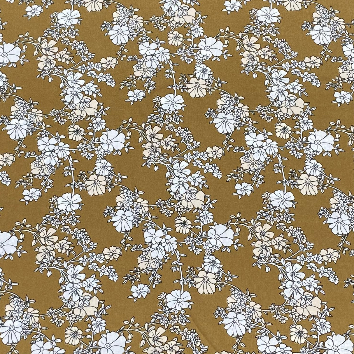 Pound A Metre 3 Metres, Premium Quality, Printed Dressmaking Viscose - 55" Wide (Golden Floral)