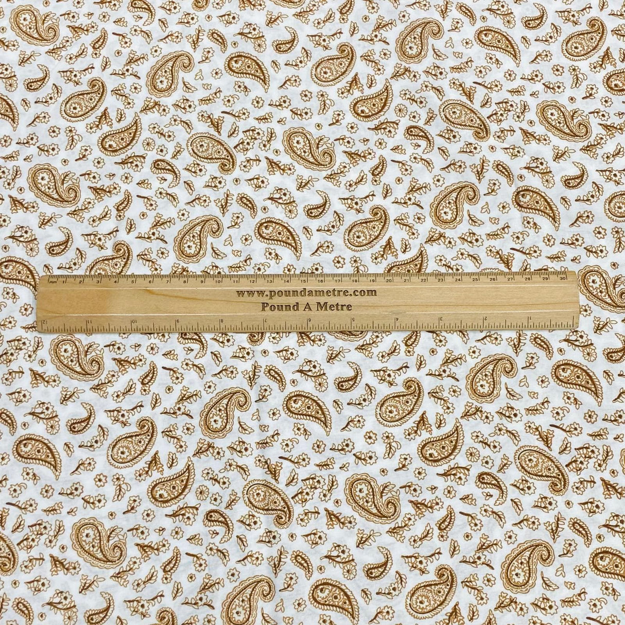 Pound A Metre 3 Metres, Premium Quality, Printed Dressmaking Viscose - 55" Wide (Ivory Paisley)