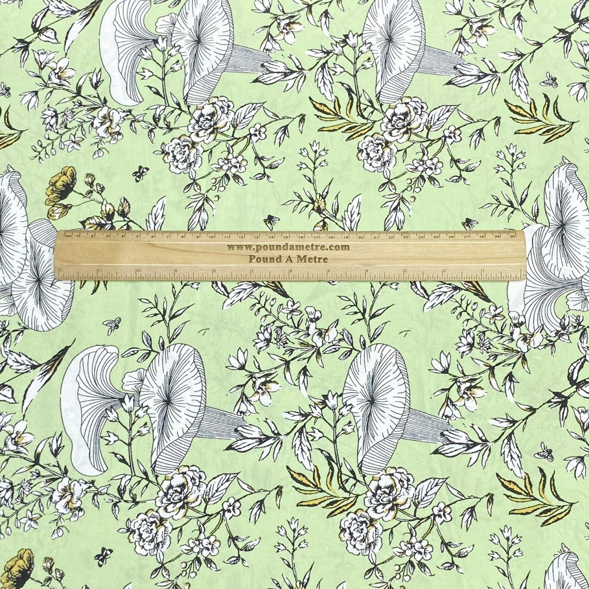 Pound A Metre 3 Metres, Premium Quality, Printed Dressmaking Viscose - 55" Wide (Light Green)