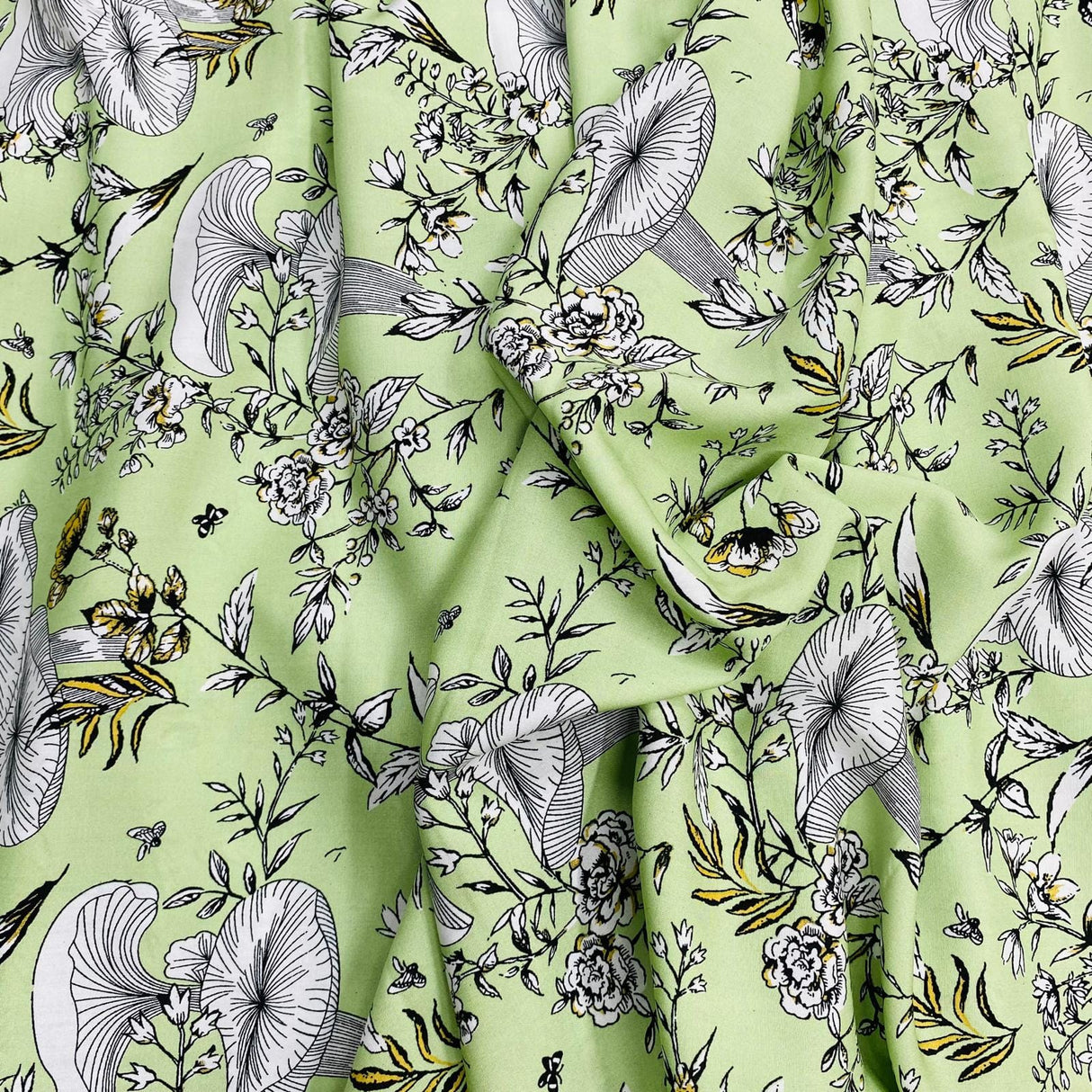 Pound A Metre 3 Metres, Premium Quality, Printed Dressmaking Viscose - 55" Wide (Light Green)