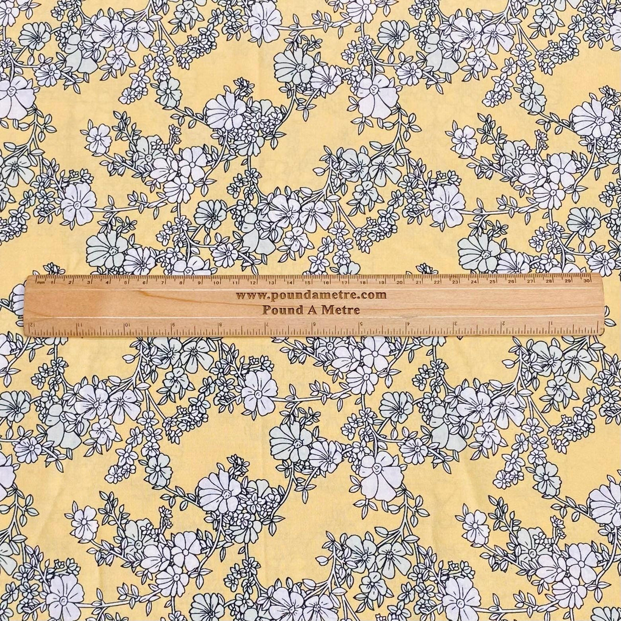 Pound A Metre 3 Metres, Premium Quality, Printed Dressmaking Viscose - 55" Wide (Mustard Flower)