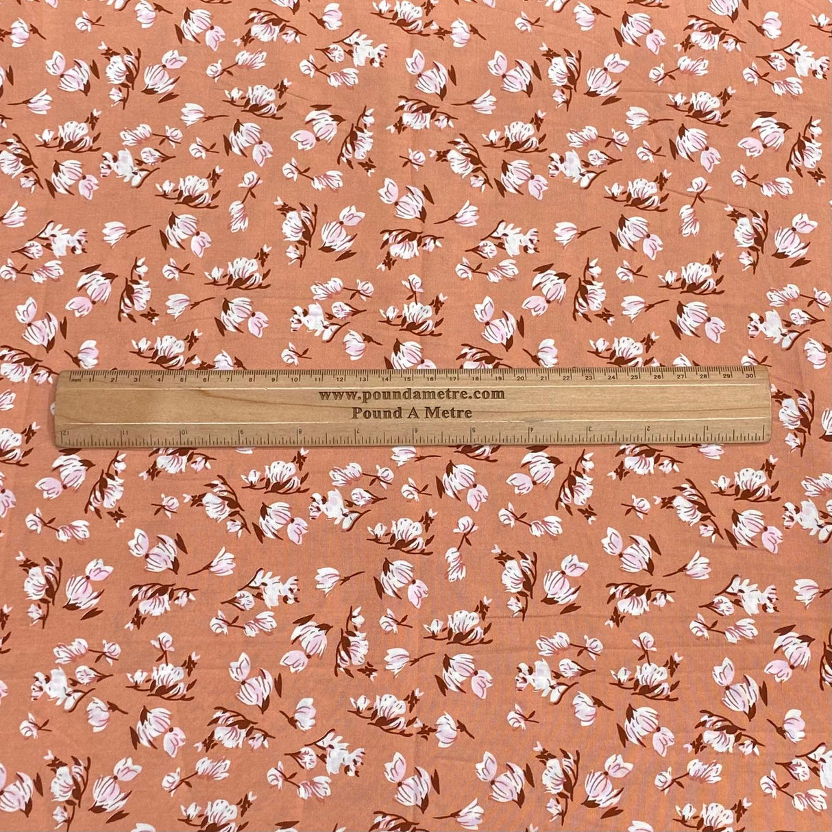 Pound A Metre 3 Metres, Premium Quality, Printed Dressmaking Viscose - 55" Wide (Peach Floral)