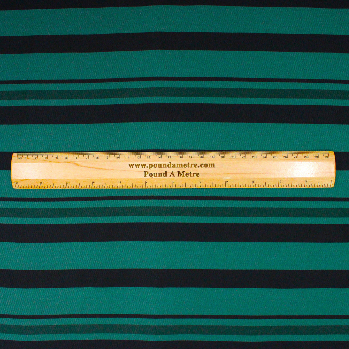 Pound A Metre 3 Metres 3 Metres Premium Quality Stripe Drill  55" (EMERALD & BLACK)