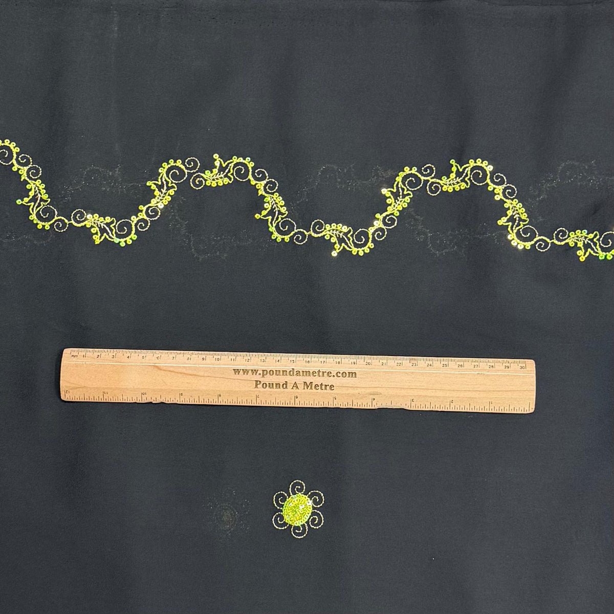 Pound A Metre 3 Metres Premium Sequins On Chiffon Fabric – 45" Wide (Black & Green)