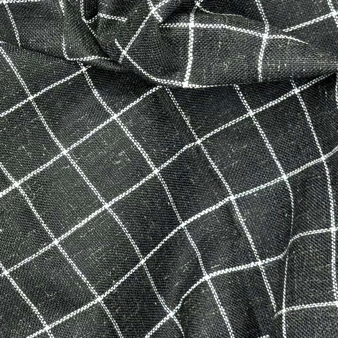 Pound A Metre 3 Metres Premium Wool Rich Fabric 55" Wide (Black Check)