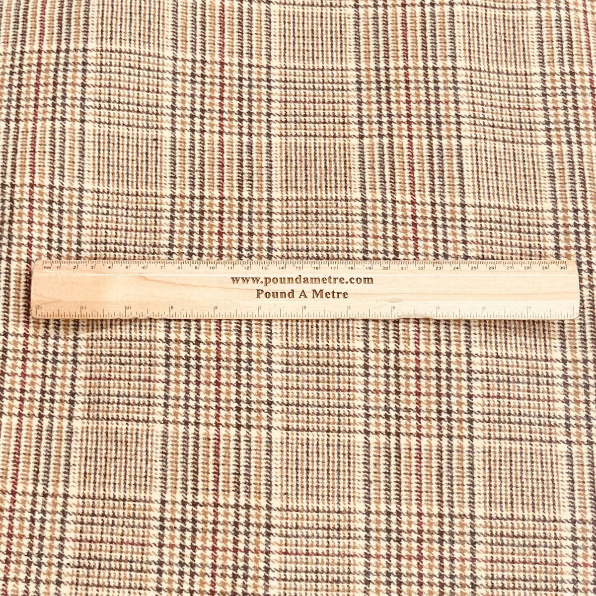 Pound A Metre 3 Metres Premium Wool Rich Fabric 55" Wide (Brown Checks)