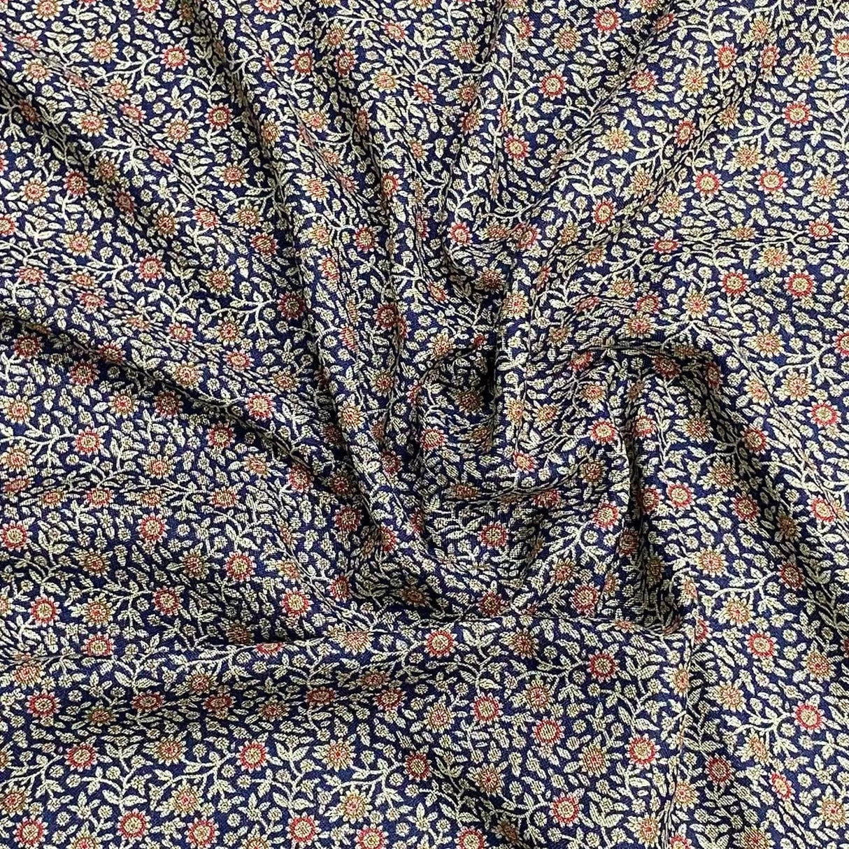 Pound A Metre 3 Metres Printed Alphine Fabric 36'' Wide - (Navy Floral) (EOL)