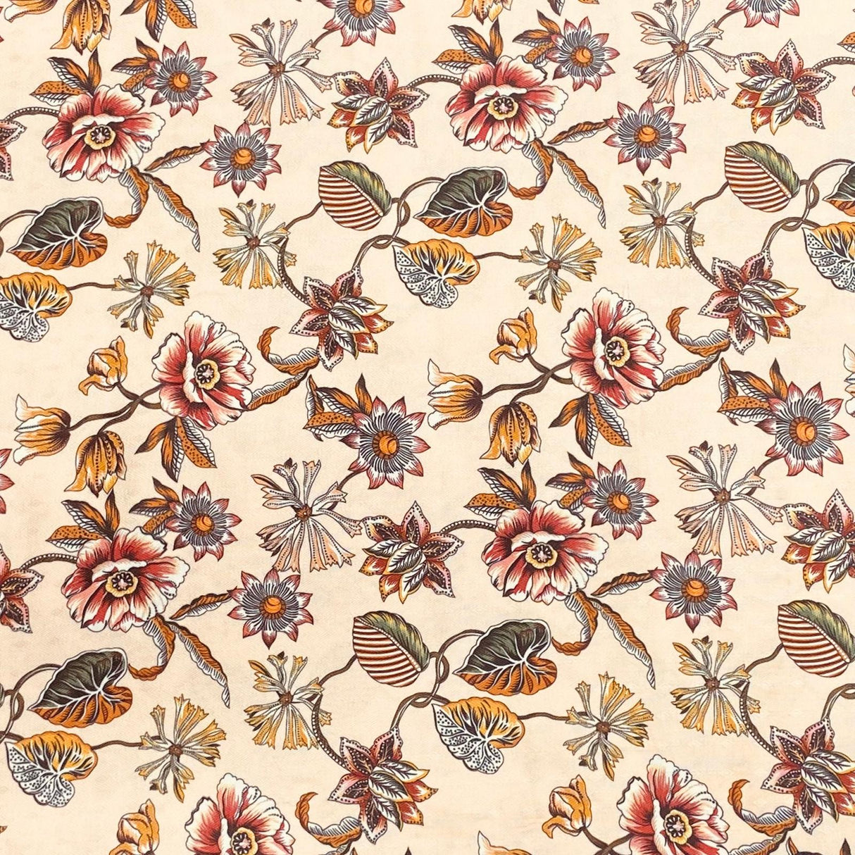 Pound A Metre 3 Metres 3 Metres Printed Cashmere Effect Crepe Fabric- 45" Wide (Beige)